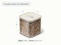 Caraway Glass Airtight Container, 2.5 qt—6" square, clear non-toxic glass with airtight seal. Ideal for grains, snacks, or coffee beans.