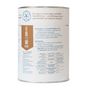 The Meliora Laundry Powder Canister is a cylindrical white container with blue and tan accents. MADE SAFE® Certified, it lists instructions, ingredients, and tips on the back and offers an eco-friendly detergent free from secret chemicals.