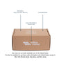 A brown Million Marker Test Kit for Plastic Chemical Exposure and Fertility box features labeled highlights: minimal packaging waste, eco-friendly printing, and cardboard construction. Designed for individuals pursuing a toxic-free lifestyle, this kit empowers you to take charge of your health by avoiding hormone-disrupting chemicals. Note: Tests are available only in the U.S., excluding NY, RI, MD, and NJ.