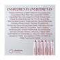 A list of cosmetic ingredients is shown above six Mineral Fusion Sheer Moisture Lip Tint crayons—naturally derived, hydrating lip colors in pink and nude shades—standing upright with their caps off against a white background.