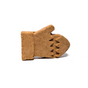 A mitten-shaped brown Mitten Bath Bomb by Spinster Sisters Co., featuring zigzag patterns, evokes the cozy feel of an autumn retreat, shown isolated on a white background.