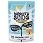 Molly's Suds Baby Laundry Detergent Powder in a blue and white pouch, ideal for sensitive skin and cloth diapers. Features cute baby, bird, and bottle art with labels: “Safer Ingredients,” “Care-Free Clean,” “Fragrance Free.” 120 loads.