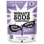 A lavender and white bag of Molly’s Suds Laundry Detergent Powder for 70 loads features a Lavender scent, Safer Ingredients, Powerful Clean, and a Gentle Formula for sensitive skin. Non-toxic.