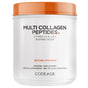 A white container of Codeage Multi Collagen Peptides Powder - Unflavored with an orange lid. The label highlights 5 types of collagen, 18 amino acids, and identifies it as a dietary supplement powder. This product features hydrolyzed bovine collagen for optimal support.