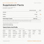 The supplement facts label for Codeage Multi Collagen Peptides Powder - Unflavored displays calories, sodium, and protein content, as well as a detailed multi collagen peptides blend that includes hydrolyzed bovine collagen. It also features the typical amino acid profile per serving, daily values, and ingredient sources of this premium collagen powder.