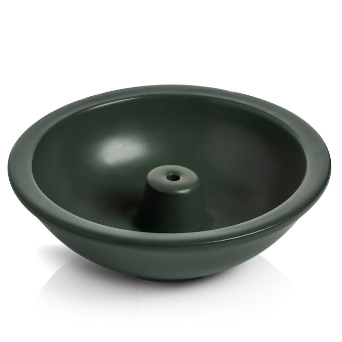 The Murphys Naturals Ceramic Incense Stick Holder features a dark green, glossy ceramic design with a central tube—ideal for stylishly holding incense sticks and enhancing your pest control routine. Photographed on a white background.