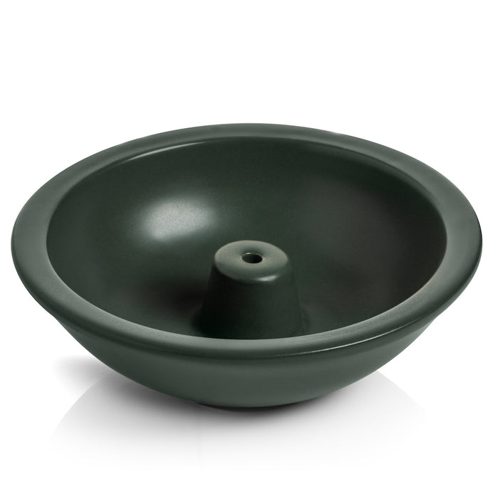 The Murphys Naturals Ceramic Incense Stick Holder features a dark green, glossy ceramic design with a central tube—ideal for stylishly holding incense sticks and enhancing your pest control routine. Photographed on a white background.