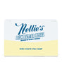 Nellie’s Dish Butter Refill is a zero waste dish soap, ideal for green cleaning, with blue text on a white and pale yellow package.