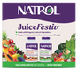 Natrol JuiceFestiv Cap-60 + Cap-60 packaging features Daily Fruit and Daily Veggie supplements, shown with colorful organic produce, and promotes super-food capsules packed with balanced nutritional benefits.