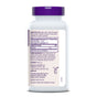 A white pill bottle with a purple cap displays the Supplement Facts, suggested use, ingredients, and distributor info in black and purple text on a white background for Natrol Melatonin Fast Dissolve 1mg.