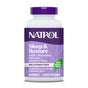 A bottle of Natrol Sleep & Restore Capsule Non-Melatonin, with a purple and white label, contains 60 capsules featuring magnesium glycinate, GABA supplement, and a botanical blend for restful nights—melatonin-free.
