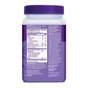 Back label of Natrol Sleep & Restore Gummies with Melatonin bottle displaying suggested use, supplement facts, ingredients, warnings, and manufacturer details in purple and white text. Contains 60 gummies for gentle sleep support.
