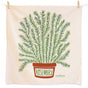 The Neighborgoods Dish Towel Set features a cotton towel with a rosemary plant illustration in a brown pot labeled ROSEMARY, complete with green leaves and purple flowers—perfect for adding charm to your kitchen collection.
