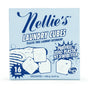Nellie's Laundry Cubes, 16 Load, come in blue and white packaging with three illustrated cubes. The box highlights 