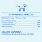 The Native Pet Beef Bone Broth Topper for Dogs has a scoop icon on its label and guarantees: 91% crude protein (grass-fed beef), 0.4% crude fat, 0.2% fiber, 8% moisture, and 3,200 kcal/kg or 18 kcal/tbsp.