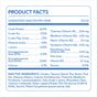 Product facts label for Native Pet Whole Body Health Multivitamin for Cats, listing guaranteed analysis percentages for nutrients and vitamins, followed by inactive ingredients including chicken, tapioca starch, and pea starch.