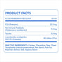 Product facts label for Native Pet Probiotic Digestive Supplement for Cats, listing active ingredients per scoop including FOS, pet immune postbiotic, taurine, and Lactobacillus acidophilus, and inactive ingredients like chicken and starches.