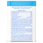 Back label of Native Pet Probiotic Digestive Supplement for Dogs explains gentle digestive support, product facts, ingredients, calorie content, and feeding guidelines; features a blue and white design with a blue lid.