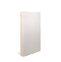 The Naturepedic Organic Breathable 2-Stage Baby Crib Mattress, in white and rectangular, stands upright against a white background.