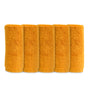 Five orange Natemia Organic Super Absorbent Washcloths, made from 100% GOTS Certified Organic Cotton, are lined up vertically side by side on a plain white background.