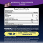 The supplement facts label for Natural Vitality CALM Sleep with Melatonin Gummies Blueberry-Pomegranate Flavor lists nutrition, ingredients, usage directions, and notes at the bottom that it’s free of gluten, artificial sweeteners, and synthetic colors.