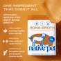A container of Native Pet Beef Bone Broth Topper for Dogs, showcasing a dog illustration and text highlighting its collagen to support joints and skin, protein for muscle health, and essential minerals for bones and immunity. This organic dog food topper is made from grass-fed beef bone broth and specially formulated for dogs.