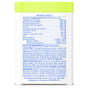 Back label of Native Pet’s The Daily Multivitamin for Dogs powder supplement container, featuring product facts, a vet-formulated ingredients list (active and inactive), directions for use, cautionary statements, and contact details. The lid is bright green; blue text appears on a white background. Specially formulated to support your dog’s overall digestive health.