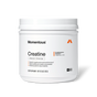 White tub of Momentous Creatine, Unflavored powder with label text including 90 Servings, Supports cognitive and muscle performance, and NSF Certified for Sport.