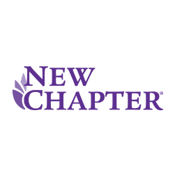 The image shows the words NEW CHAPTER in purple capital letters, with three purple leaf shapes to the left of the text on a light gray background.