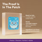 A square Nite Owl Children’s Sleep Support Patch with an owl illustration displayed on a clear block.