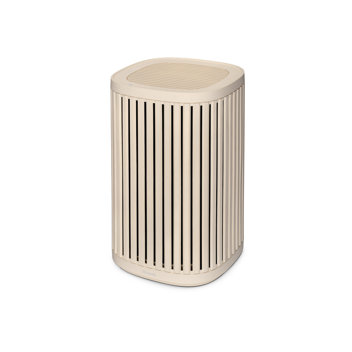 The Windmill Air Purifier by Windmill Air is a beige, rectangular HEPA air purifier featuring vertical slats on the sides and a vented top, engineered for advanced air quality monitoring, shown against a white background.