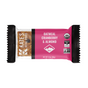 A Kates Real Food Organic Energy Bar - Oatmeal Cranberry Almond comes in a pink and black wrapper with a clear window on the left, labeled organic, gluten-free, non-GMO, and is marketed as an energy snack.