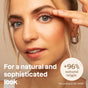 A woman with light skin touches her eyebrow, highlighting smooth skin and subtle makeup. Text reads: “For a natural and sophisticated look” and “Oceanly Eye Kit by ATTITUDE – 96% natural origin* (*ISO 16128).”.