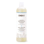 A clear plastic bottle of Oneka Shower Gel - Unscented, 500 ml (17 fl oz), with a white label featuring blue and gold text plus botanical illustrations; this hypoallergenic body wash is ideal for sensitive skin.