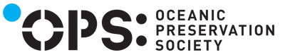 Logo of the Oceanic Preservation Society with a blue dot and 'OPS' text.