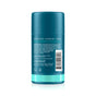 A teal Oars + Alps Natural Deodorant stick, aluminum-free and cylindrical, is shown from behind with ingredients, usage directions, and barcode visible. The label notes its cruelty-free, gluten-free, vegan, and has an ocean splash scent for odor prevention.