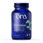 A blue bottle labeled Ora Organic Hormonious: Hormonal Balance & Support Capsules, vegan-certified for hormonal support, mood, and energy; contains 30 servings (90 capsules) with adaptogens to promote optimal wellness.