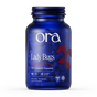 A blue Ora Organic Lady Bugs: Synbiotic for Women bottle has 60 capsules with 16 billion CFU and 6 probiotic strains to support vaginal health, plus several certification icons at the bottom of the label.