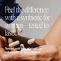 A hand catches Lady Bugs: Synbiotic for Women Capsules from a blue bottle by Ora Organic. Overlaid text reads: Probiotics for women, tested to last and support vaginal health through shelf life—not just at manufacture.