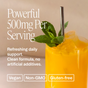 A glass of bright orange juice with a metal straw and mint leaves beside text highlighting Ora Organic Magnificient: 4-in-1 Magnesium Powder—500mg magnesium per serving for daily sleep, muscle recovery, clean, vegan, non-GMO & gluten-free.
