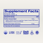 Supplement Facts for Ora Organic You're Golden: Organic Turmeric Curcumin Tablets—each serving (3 tablets) provides 1.48g OraPure organic turmeric blend, 15mg black pepper extract. Features organic, vegan, kosher & gluten-free icons.