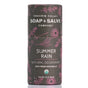 A cylindrical tube of Chagrin Valley Soap & Salve Deodorant Stick, made with natural ingredients and featuring pink botanical designs. The label displays "Stay Fresh Naturally" and the USDA Organic seal.