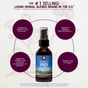 A bottle of Party Prep by WishGarden Herbs is centered against a light background, featuring four maroon circles highlighting liver support, healthy detoxification, efficient metabolism, and that it’s gluten-free & vegan—the ideal hangover supplement.