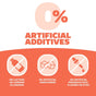 Infographic for GENEXA Cold Crush: 0% artificial additives. Icons show—no lactose or common allergens, no artificial sweeteners, and no artificial preservatives, flavors, or dyes.