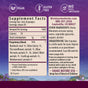 The WishGarden Herbs PMS Emotional supplement facts label lists ingredients and suggested use for PMS emotional support, includes vegan, gluten-free, no added sweeteners icons, contact info, and warns to shake before use and keep out of reach of children.