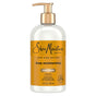 A clear pump bottle of SheaMoisture Conditioner - Deep Moisturizing, featuring a gold label and cap, contains 13 fl oz (384 ml) and is ideal for nourishing and hydrating dry hair.