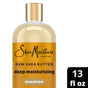 A 13 fl oz bottle of SheaMoisture Shampoo - Moisture Retention features a gold cap and a black and gold label. This deep moisturizing formula is sulfate-free, providing gentle yet effective cleansing for your hair.
