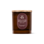 Amber glass candle jar with a wooden lid and a label that reads MAPLEWOOD & BERGAMOT, highlighting house-designed fragrances and plant-based wax, from the Fall Signature Candle collection by Pacha Soap Co., displayed on a plain white background.