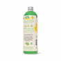 A green bottle with a white label for Pacha Soap Co.'s Ultra Concentrated Bubble Bath in watermelon lemonade. Features playful fruit art, product info, and certification symbols with a silver cap. Kid safe and perfect for fun bath times!.