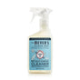 A 16 fl oz (473 mL) spray bottle of Mrs. Meyers Pet Multi-Surface Cleaner features a coconut leaf scent and probiotic micro-helpers for odor-neutralizing power against pet messes, with white packaging and blue accents.